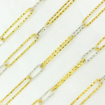 Load image into Gallery viewer, Silver Paperclip Diamond Cut Long Gold Plated Link & Short Silver Link Chains