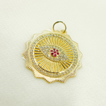 Load image into Gallery viewer, 14K Solid Gold Diamond & Ruby Evil Eye Charm. GDP330
