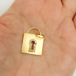 Load image into Gallery viewer, GDP68. 14K Solid Gold with Diamonds Lock Shape Charm