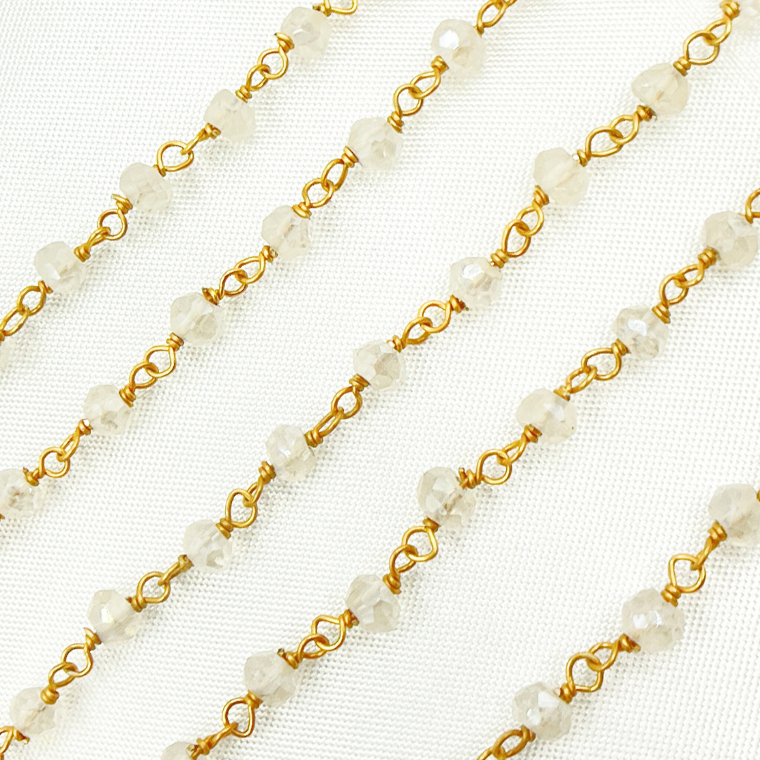 Coated White Topaz Gold Plated Wire Chain. TOP7
