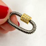 Load image into Gallery viewer, DC661. Diamond Sterling Silver Oval Twisted Wire Carabiner Clasp with Gemstone