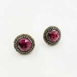 Load image into Gallery viewer, DE043. Diamond Silver Gemstone Round Studs