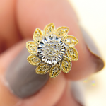 Load image into Gallery viewer, EFB51035. 14K Solid Gold and Diamonds Flower Earrings