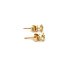 Load image into Gallery viewer, ER412616Y. 14k Solid Yellow Gold Diamond Flower Studs