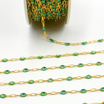 Load image into Gallery viewer, Shop Now  Gold Filled Olive Green Color Enamel Satellite Cable Chains
