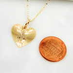 Load image into Gallery viewer, 14K Solid Gold Heart Charm with Diamond Star in the Center. KG295