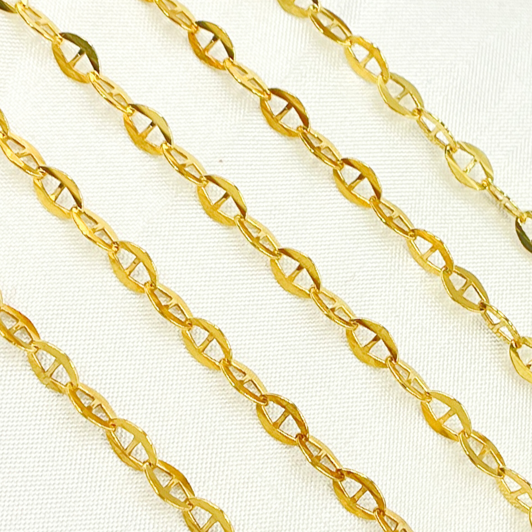 Z51GP. Gold Plated 925 Sterling Silver Flat Marina Link Chain