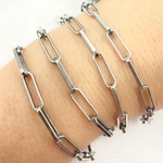 Load image into Gallery viewer, V124OX. Oxidized Sterling Silver Flat Paperclip Link Chain