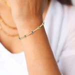 Load image into Gallery viewer, 14K Solid Yellow Gold and Emerald Bangle