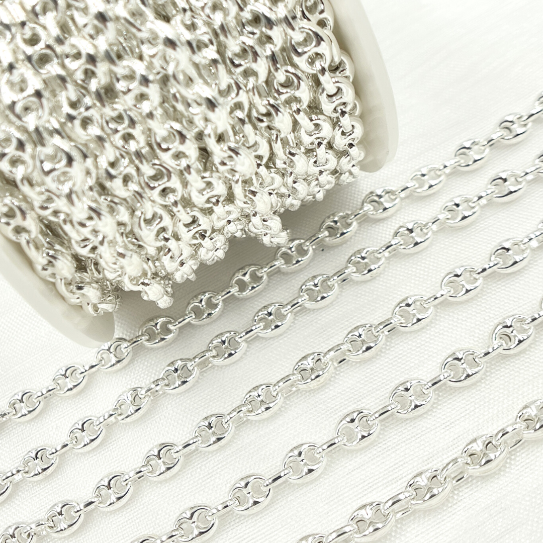 V24SS. Sterling Silver Puff Marina Link Chain