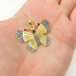 Load image into Gallery viewer, DP139. Diamond Silver Butterfly Pendant with Gemstone