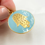 Load image into Gallery viewer, Buy Now Sterling Silver Round Hamsa Enamel Pendant