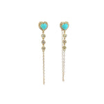 Load image into Gallery viewer, CE96388TQ5. 14k Solid Gold Diamond and Turquoise Dangle Earrings
