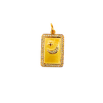 Load image into Gallery viewer, 14K Solid Gold Diamond Rectangle Moon and Star Charm. GDP116