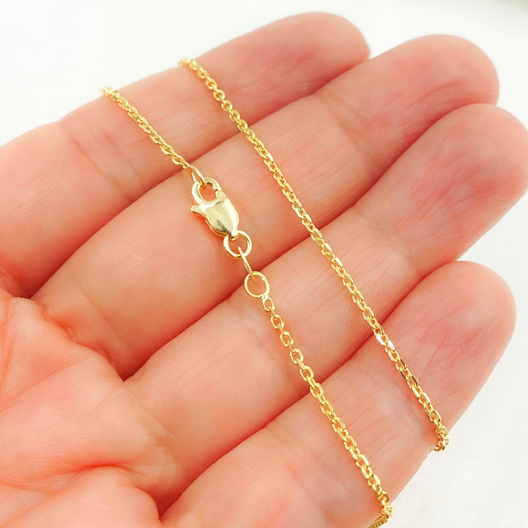 14k Solid Yellow Gold Diamond Cut Cable Necklace. 040R01T5Necklace