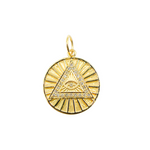 Load image into Gallery viewer, GDP100. 14K Solid Gold with Diamonds Circle Shape Eye of Providence Charm
