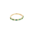 Load image into Gallery viewer, 14k Solid Gold Diamond and Emerald Half Eternity Ring.