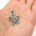 Load image into Gallery viewer, DP513. Diamond Sterling Silver Flower Pendant with Gemstone