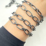 Load image into Gallery viewer, Black Rhodium Mat Sterling Silver Smooth Oval Link Chains