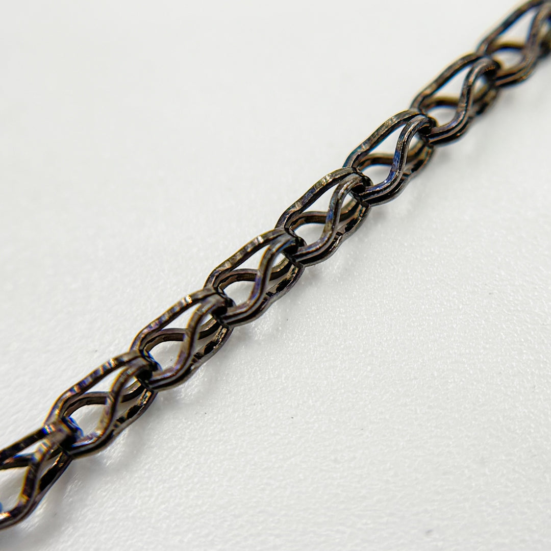 Black Rhodium Sterling Silver Wheat Chain