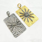 Load image into Gallery viewer, DP273. Diamond & Sterling Silver Rectangle Flower Pendant