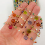 Load image into Gallery viewer, MGS2. Gold Plated Sterling Silver Multi Stone Wire Wrap Chain