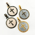 Load image into Gallery viewer, Diamond Sterling Silver Round Cross Enamel Pendant