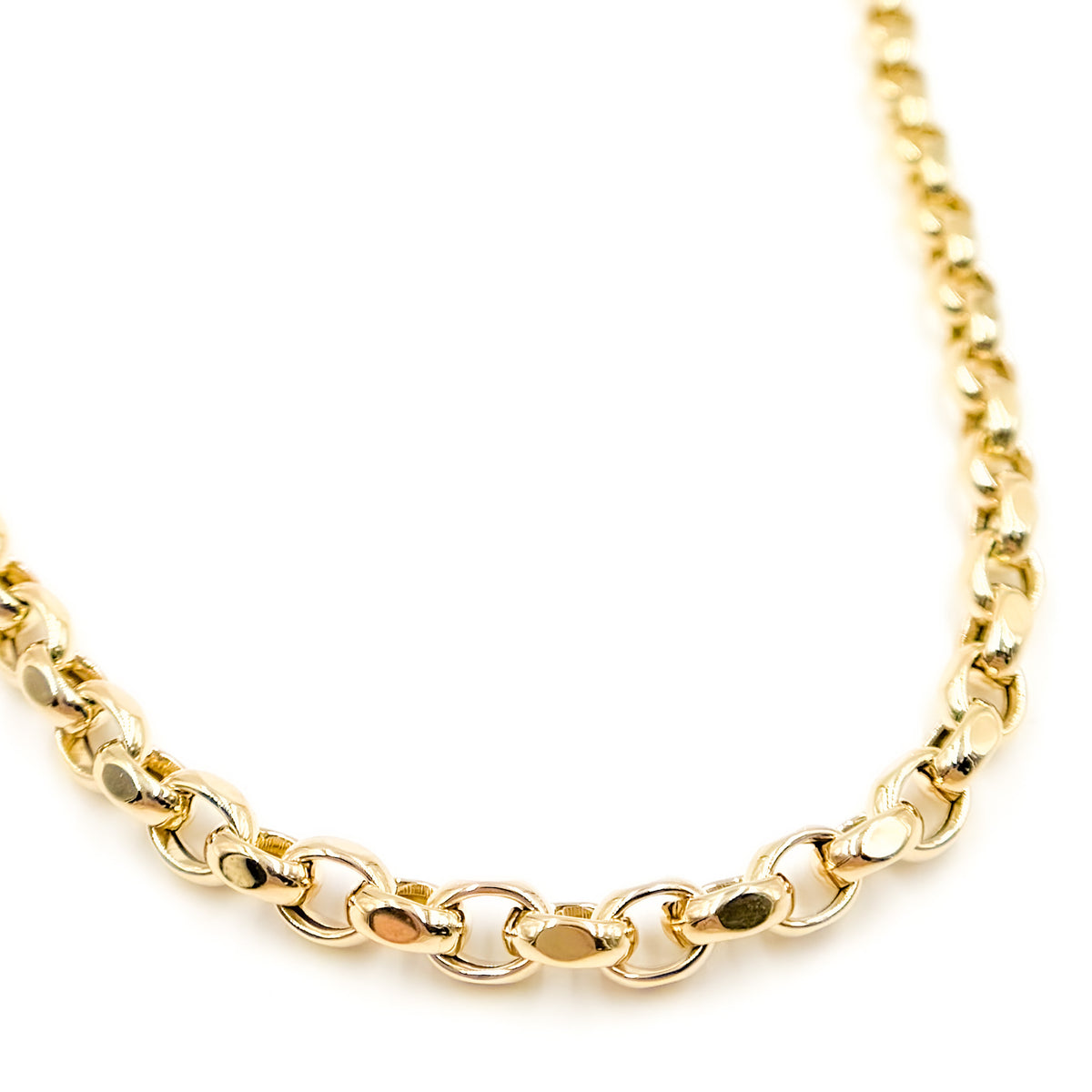 14K Gold Flat Cable Link Necklace