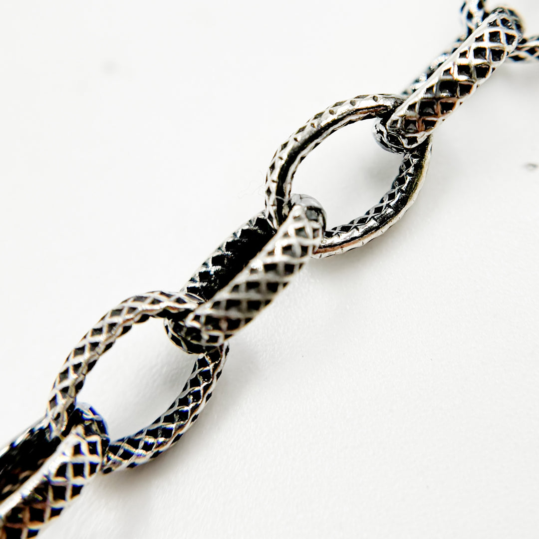 Buy Oxidized Sterling Silver Textured Oval Chain