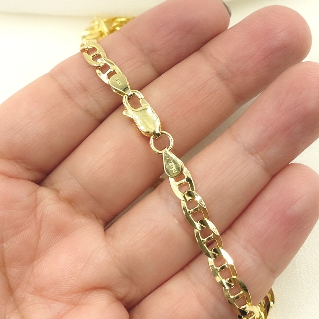 14K Solid Gold Flat Marina Link Chain