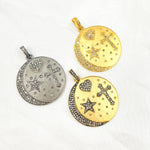 Load image into Gallery viewer, DP404. Diamond Sterling Silver Round Star, Heart & Cross Pendant