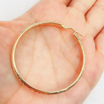 Load image into Gallery viewer, GER153. 14K Solid Gold Hollow Diamond Cut Hoop