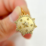 Load image into Gallery viewer, GDP547. 14K Solid Gold Diamond Sun & Star Charm with Gemstone