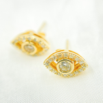 Load image into Gallery viewer, EFC52002WS. 14k Solid Yellow Gold Diamond Eye earrings