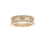 Load image into Gallery viewer, 14K Solid Yellow Gold Diamond Double Band Ring