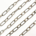 Load image into Gallery viewer, V150OX. Oxidized Sterling Silver Paperclip Smooth & Diamond Cut Link Chain