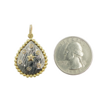 Load image into Gallery viewer, KSG05. Sterling Silver Black Rhodium with Diamonds Drop Shape Charm with a Star and Circles in the Center