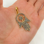 Load image into Gallery viewer, DP048. Diamond & Sterling Silver Hamsa Pendant with Star