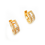Load image into Gallery viewer, Shop 14K Solid Yellow Gold Diamond Baguette Huggie Hoop Earrings