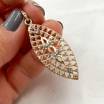 Load image into Gallery viewer, DP207. Diamond Sterling Silver Leaf Shape Pendant with Gemstone