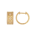 Load image into Gallery viewer, EHI57591. 14K Solid Yellow Gold Diamond Hoop Earrings