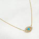 Load image into Gallery viewer, NFG71492TQ. 14K Solid Gold Diamond and Turquoise Eye Necklace