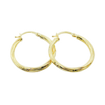Load image into Gallery viewer, 14K Gold Hoop Earrings with Engraved Tornado Design