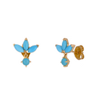 Load image into Gallery viewer, Shop 14K Solid Yellow Gold Diamond and Turquoise Heart Stud Earring