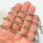 Load image into Gallery viewer, Rhodium Sterling Silver Smooth Paperclip Chain