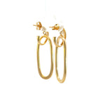 Load image into Gallery viewer, 14k Solid Gold Flat Oval Dangle Earrings