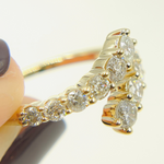 Load image into Gallery viewer, 14K Solid Gold Diamond Double Line Ring.