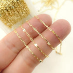 Load image into Gallery viewer, 14K Solid Gold Diamond Cut Paperclip & Marina Mirror Link Chain