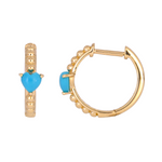 Load image into Gallery viewer, Shop 14K Solid Gold Turquoise Heart Hoops