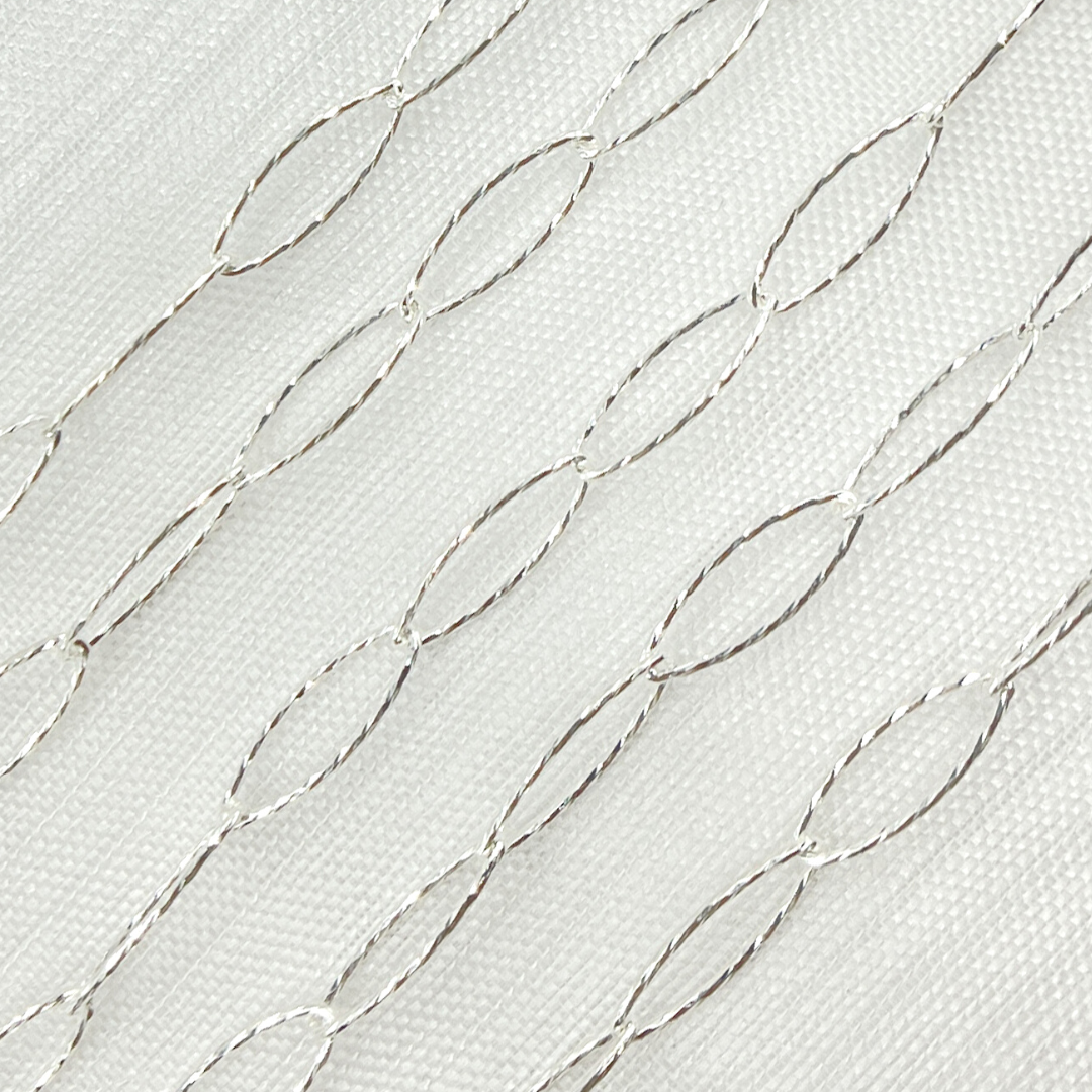 Silver Diamond Cut Marquise
